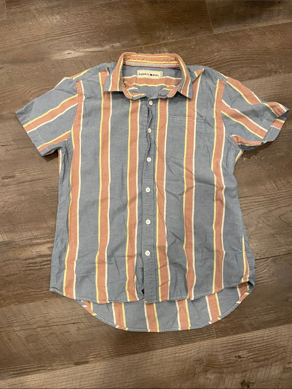 Normal Brand Blue & Rust Striped Short-Sleeve Shirt